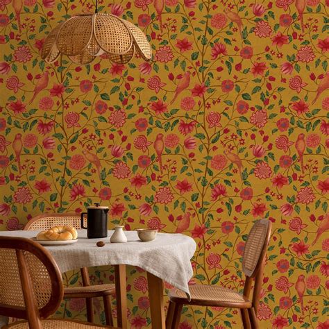 Birds & Floral Pattern Wallpaper | Life n Colors