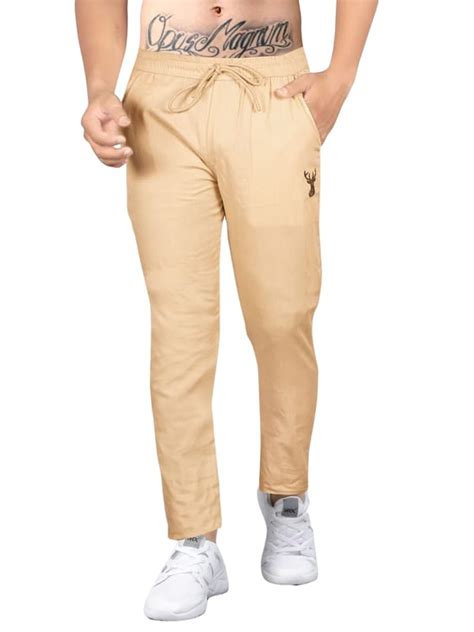 URBAN STAG Men's Cotton Regular Fit Track Pants (Beige, 36) : Amazon.in ...