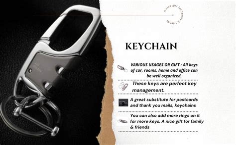 Techpro Antique Hook Locking Silver Metal Key Ring Key Chain for Gift ...