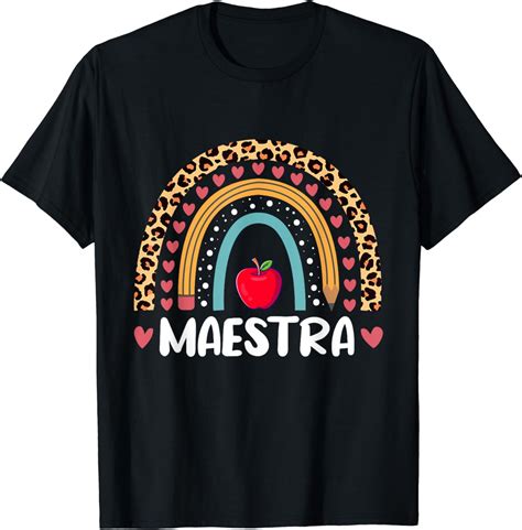 Maestra Spanish Teacher Boho Rainbow Leopard T-Shirt - Walmart.com