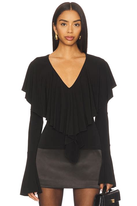 MORE TO COME Ellen V Neck Top in Black | REVOLVE