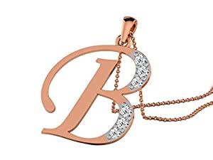 Buy Dividiamonds 0.13 Ct Sim Diamond B Alphabet Pendant with 18" Chain ...