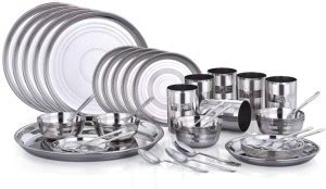 Twin Birds Pack of 48 Stainless Steel Aura Premium (Big Plate, Small ...