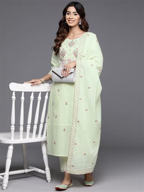 Varanga Women Floral Embroidered Regular Thread Work Pure Cotton Kurta ...