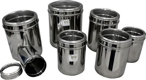 Buy Dynore Stainless Steel Kitchen storage Canisters with see through ...