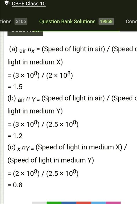 The speed of light in air is 3*10^8 m/s.In medium X its speed is 2*10^8 ...