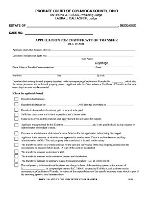 PROBATE COURT OF CUYAHOGA COUNTY, OHIO APPLICATION ... - Probate ...