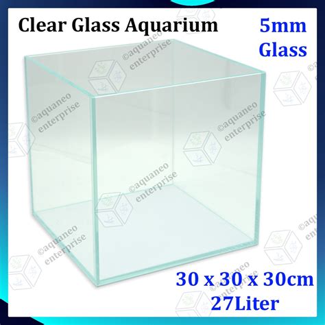 Crystal Clear Glass Aquarium Cube Tank Square Fish Tank 30cm | Shopee ...