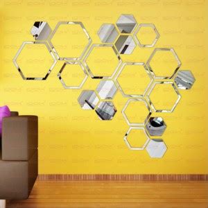 LOOK DECOR 80 cm Shape Hexagon Silver(Pack Of 20)Code2 Self Adhesive ...