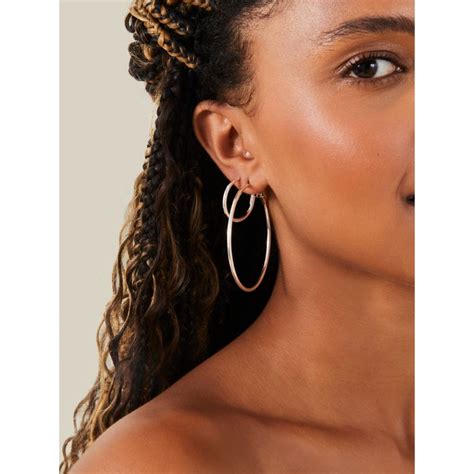 Buy Accessorize London Women Simple Hoop Multi Silver Hoop Earrings ...