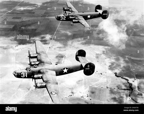B-24 heavy bombers conducting operations during World War II Stock ...