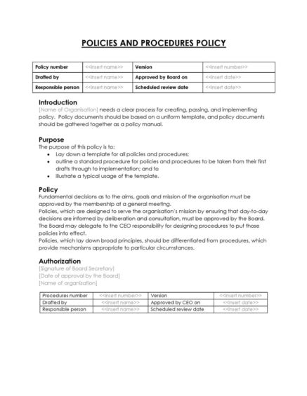 Image result for Writing Policy and Procedures Template