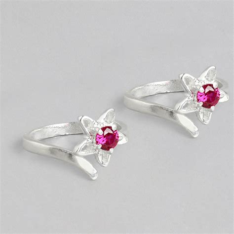 Buy Pink Stone Silver Toe Rings for Women Online – Unniyarcha