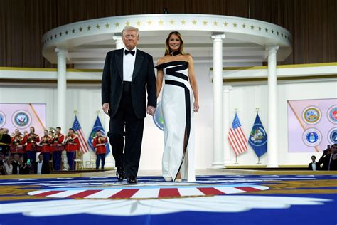 Melania Trump wears striking black-and-white gown at inaugural balls ...