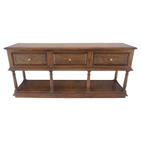 Spanish Colonial Carved Oak 3 Deep Drawer Sideboard Credenza Buffet ...