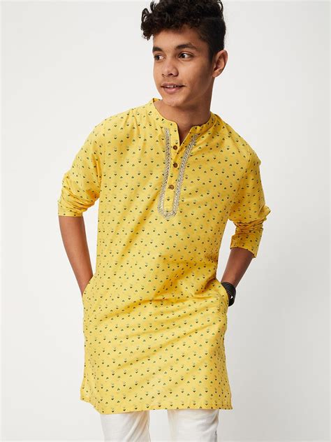 max Boys Floral Printed Mandarin Collar Kurta - Price History