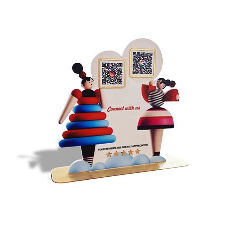 Doll Cutout Shaped Smart NFC 2QR Tabletop Standee – Tapify
