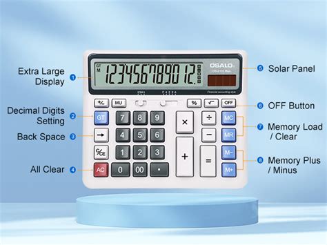 Desktop Calculator Extra Large Lcd Display 12 Digit Big Number ...