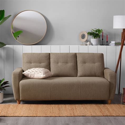 Buy Sleepyhead Yolo 3 Seater Brown Fabric Sofa Online at Best Price ...