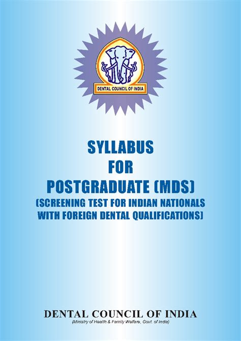 MDS Syllabus for Postgraduate Training in Prosthodontics & Crown Bridge ...