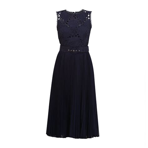 Buy Phase Eight Women Navy Lace Bodice Pleated Skater Dress Online ...