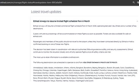 Etihad resumes limited flights from Abu Dhabi; March 9 schedule ...