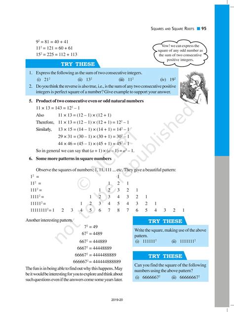 Squares And Square Roots - NCERT Book of Class 8 Mathematics
