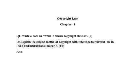 Copyright Law Chapter Q1: Overview and Key Concepts - Studocu