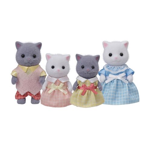 Calico Critters Persian Cat Family, Set of 4 Collectible Doll Figures ...