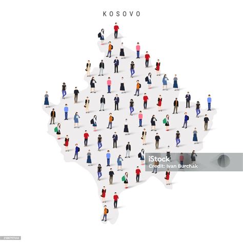 Kosovo Population Map Large Group Of People In A Shape Of Kosovan Map ...
