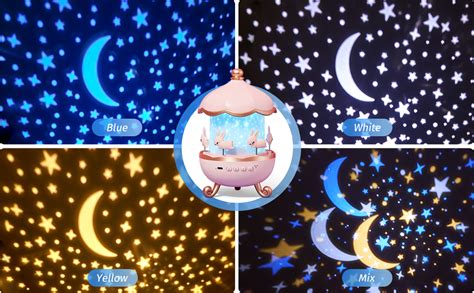 Glaceon LED Star Projector Rabbits Nursery Night Light,360°Rotatation,6 ...
