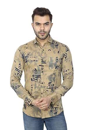 Men Slim Fit Printed Casual Shirt Khaki : Amazon.in: Clothing & Accessories