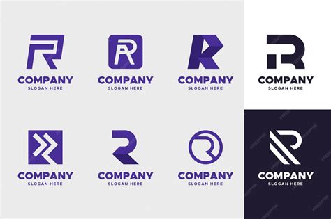 Collection of templates with flat r logos | Free Vector