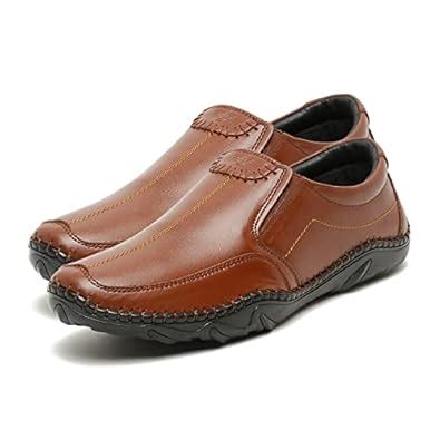 Buy MUTAQINOTI Men's British Tan Genuine Leather Shoe Without Laces Air ...