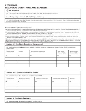 Fillable Online Return of Electoral Expenses and Donations Form LGE2022 ...