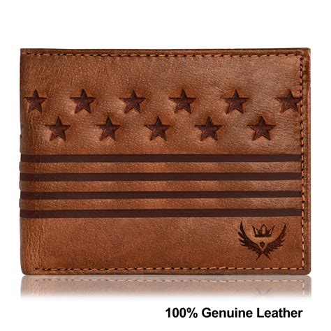 LORENZ® Bi-Fold Embossed Tan RFID Blocking Leather Wallet for Men with ...