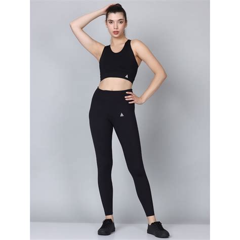 Buy Aesthetic Bodies Women Black Snug Fit GYM Co-Ord with Tight Fit Bra ...