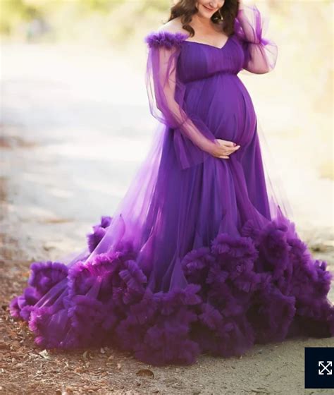 Purple Net Off Shoulder Maternity Gown for Photoshoots – iwearmystyle