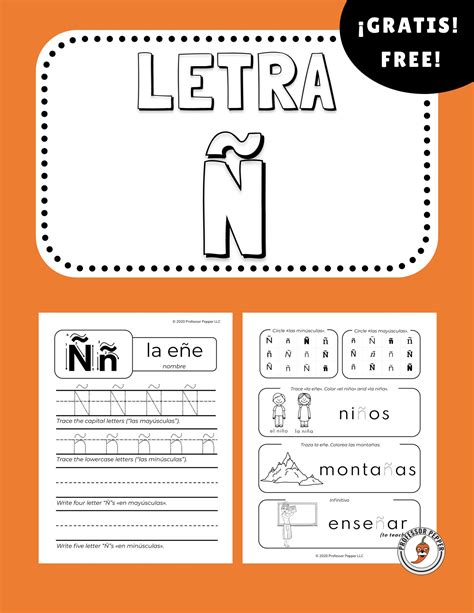 Free Spanish Letter Ñ Worksheet - Professor Pepper
