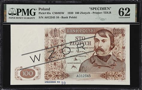 POLAND. Bank Polski. 100 Zlotych, 1939. P-85s. CM#85W. Specimen. PMG ...