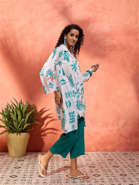 Seagreen Grass Blazer Kurta Solid Narrow Pant Set