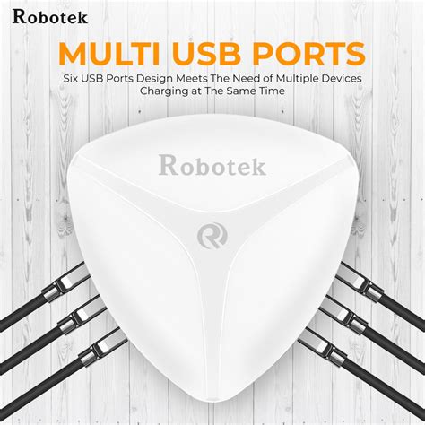 Robotek SC-666, 6-Port USB Charging Station - 60W Multi-Port Charger f