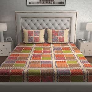 Buy Kushil Mall 100% Pure Cotton Jaipuri Sanganeri Print Bedsheet Set ...