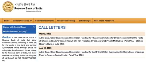 RBI Grade B Admit Card 2025 Released @rbi.org.in, Phase 1 Call Letter ...