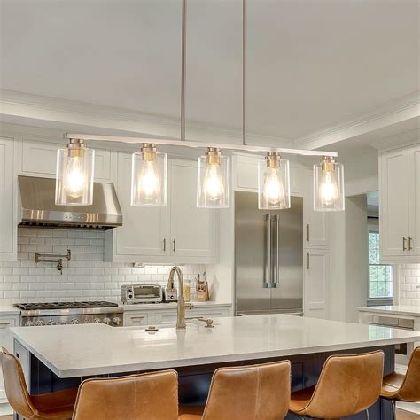 Mecgirn Island Light for Kitchen, Brushed Nickel Dining Room Light ...