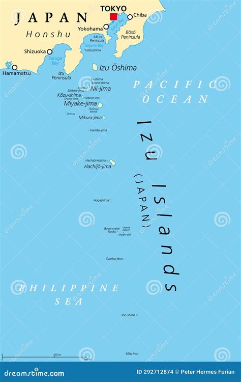 Izu Islands, Volcanic Island Group of Japan, Political Map Stock Vector - Illustration of ocean ...