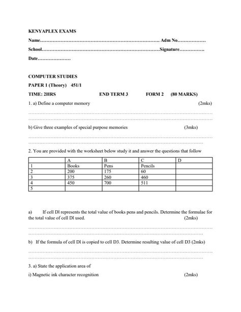 Form 3 Computer Exams 的图像结果