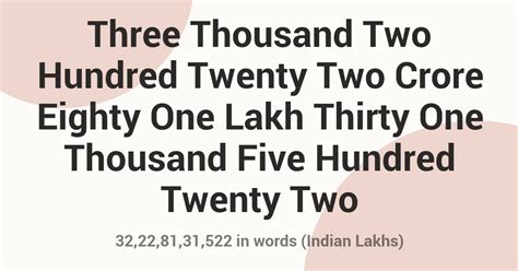 32,22,81,31,522 in Words - Indian Rupees & International Format