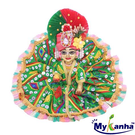 Buy Green thread work border decorated dress for Laddu Gopal Ji at best ...