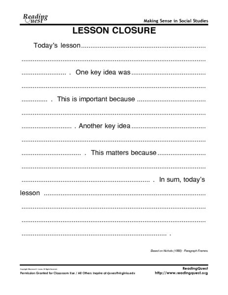 Image result for Lesson Closure